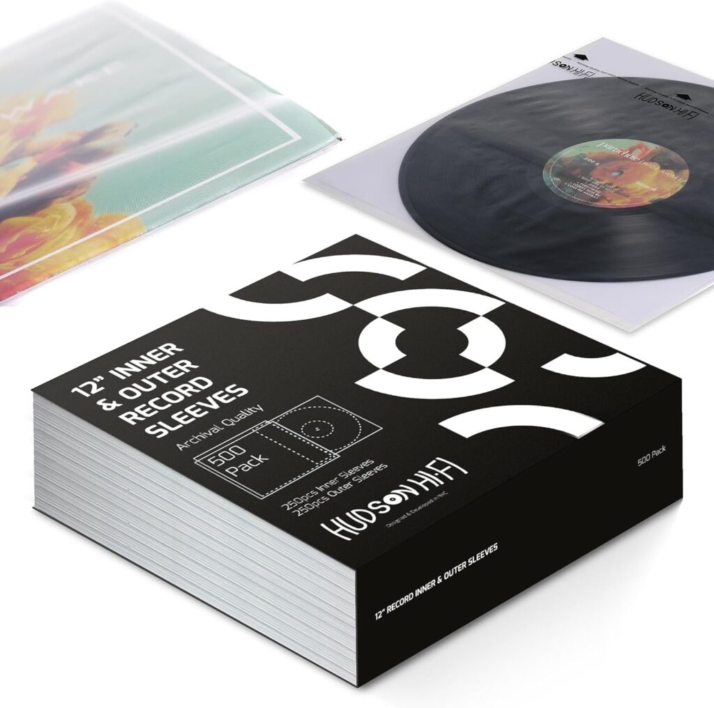 Hudson Hi-Fi Anti-Static Vinyl Record 250 Inner 250 Outer Sleeves – Ultimate LP Protection from Scratches, Dust & Dirt- Acid Free Thick Rice Paper