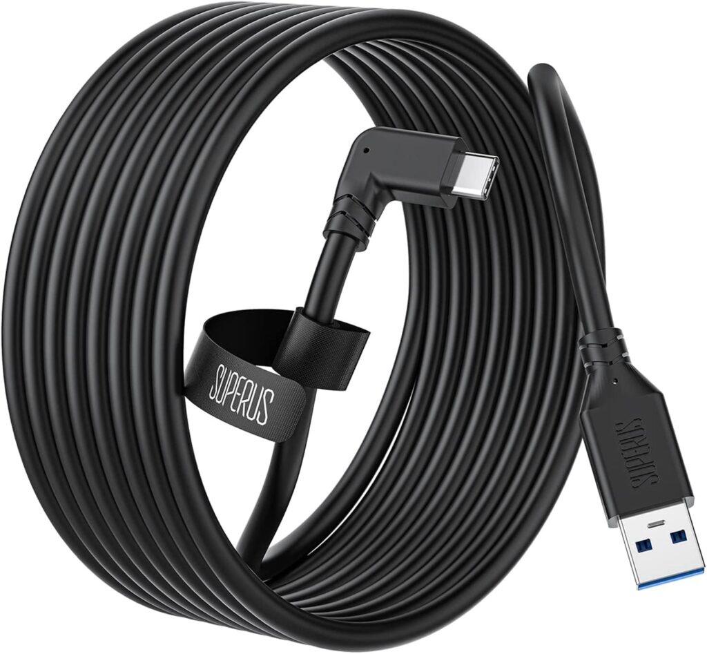SUPERUS Link Cable 16 FT Compatible with Oculus/Meta Quest 3/2/1 – USB 3.0 to USB C Charger Cable, High Speed Data Transfer & Charging Cord, Accessories for VR Headset Gaming PC/Steam VR