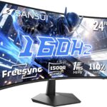 SANSUI 24 Inch Curved 160Hz Gaming Monitor,1500R Curved Gaming Monitor FHD 1080P Computer Monitor,MPRT 1ms Fast VA Display,Freesync,HDR,3000:1, HDMI2.0,DP1.4, VESA Support(ES-G24C1L HDMI Cable Incl.)