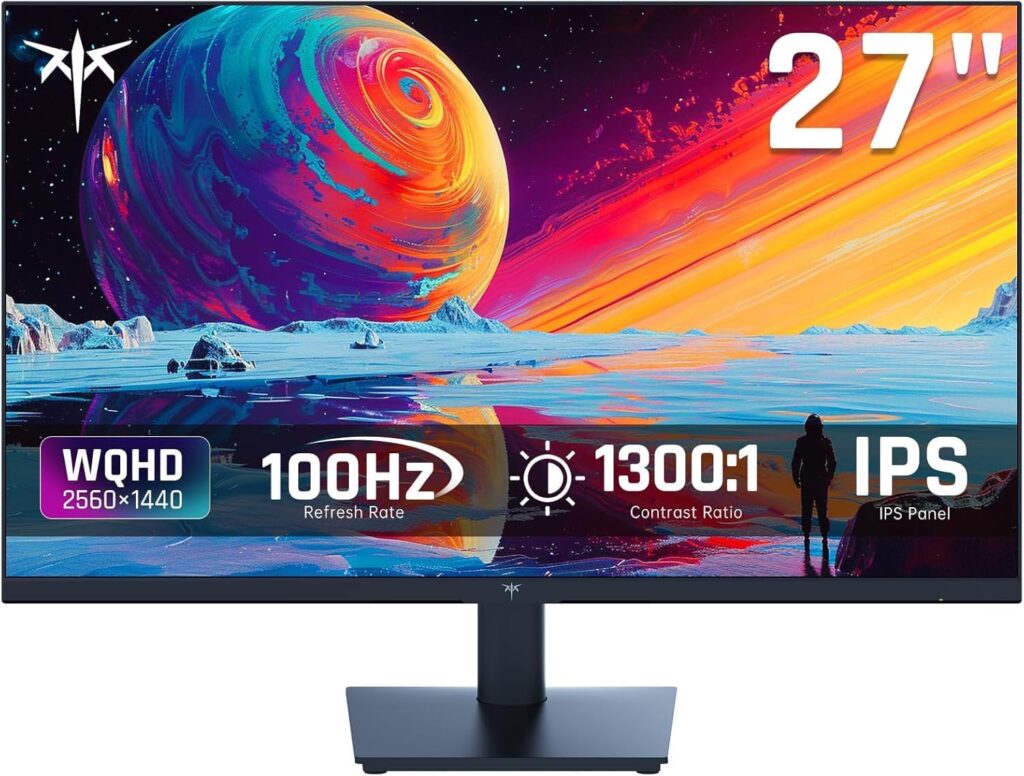 KTC 27 Inch QHD(2560 * 1440) 100Hz Computer Monitor – IPS Panel, Anti-Blue Light Screen, 100% High Color Gamut, 123% sRGB, Support FreeSync and GSync, PC Monitor for Casual Gaming and Working