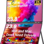 InnoView 23.8″ Dual Monitor 2K QHD 2560 x 1440P Laptop Screen Extender 315°Adjustable Dual Monitor for MacBook Windows with DP Type-C HDMI Double Foldable Monitors(No Driver Needed)