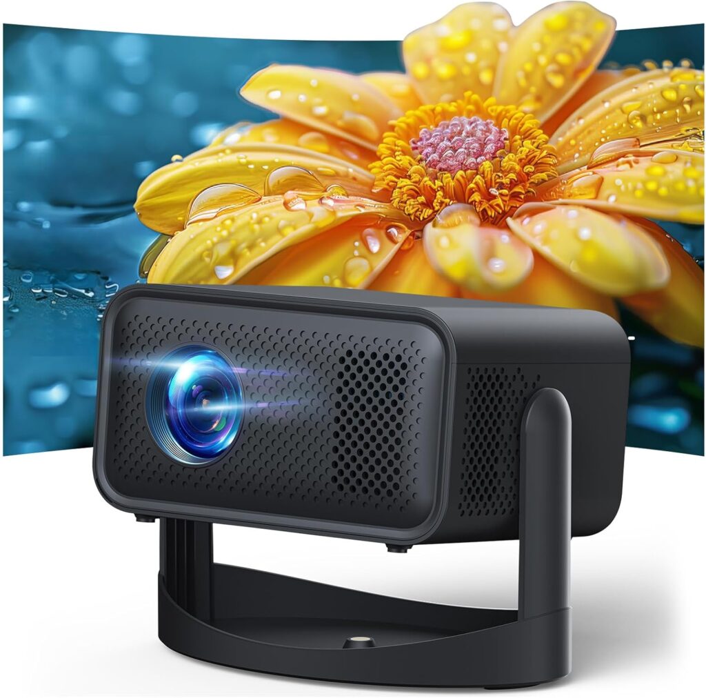 Projector with WiFi and Bluetooth, Portable 4k Movie Projector, 1080P HD Support, 360° Adjustable Stand, Electric Focus & Auto Keystone Correction, Compatible for Phone, TV Stick, HDMI, USB, Laptop