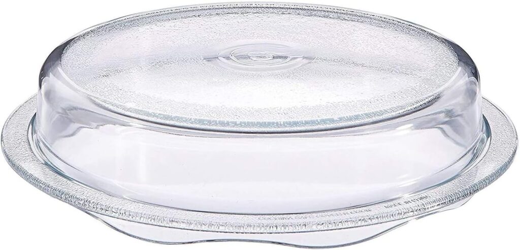 Cuchina Safe 2-in-1 Cover ‘n Cook Vented Glass Microwave Plate Cover and Baking Dish; Easy to Grip for Baking and Serving