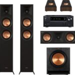 Klipsch Reference Premiere RP-5000F II 5.1 Surround Sound Home Theater System in Walnut with 5.25” Woofers, and Dolby Atmos Immersive Sound with The Onkyo TX-NR6100 7.2 Channel AV Receiver
