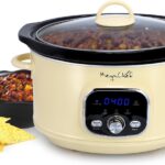 MegaChef 3.7 Quart Electric Countertop Slow Cooker Appliance with Removable Ceramic Pot Ivory, Adjustable Temperature (3.7 Qt Ivory)