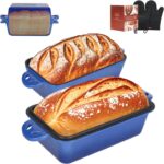 9×5 Enameled Cast Iron Loaf Pan with Lid – 2 in 1 Sourdough Bread Pan for Homemade Baking