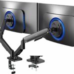 VIVO Dual Monitor up to 32 inches and 19.8 lbs per Screen, Pneumatic Arm Desk Mount, Articulating Counterbalance, VESA Stand, Classic, STAND-V002O
