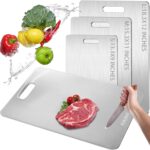 Titanium Cutting Board Double-Sided 100% Pure Titanium Cutting Boards for Kitchen – Food-Grade titanware chopping boards Non-Stick Durable and easy to clean (13.3 x 9 in)1 Piece