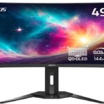 GIGABYTE – AORUS CO49DQ – 49″ QD OLED – 5120×1440 DQHD 32:9-1800R – 144Hz – 0.03ms GTG – AMD FreeSync Premium Pro – Super Ultrawide – KVM – HDMI, DP, Type C – Height Adjustable – Black