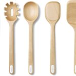 Caraway Wooden Utensil Set – 5 Piece Cooking Utensil Set – Spoon, Server, Scraper, Spatula, & Tongs – Made From FSC-Certified Birch Wood – No Microplastics