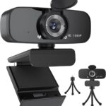 1080P HD Webcam with Microphone for Desktop, USB Computer Camera with Web Cam Cover&Web Camera Stand, 110-degree Wide Angle Streaming Webcam for PC Zoom/Video Calling/Gaming/Conferencing