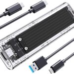 ORICO M.2 NVMe SSD Enclosure, USB 3.2 Gen 2 (10 Gbps), Transparent External Solid State Drive Adapter Enclosure for 2280 2260 2242 2230 PCI-E M2 M-Key SSD, USB Type C Converter Case-TCM2 Black