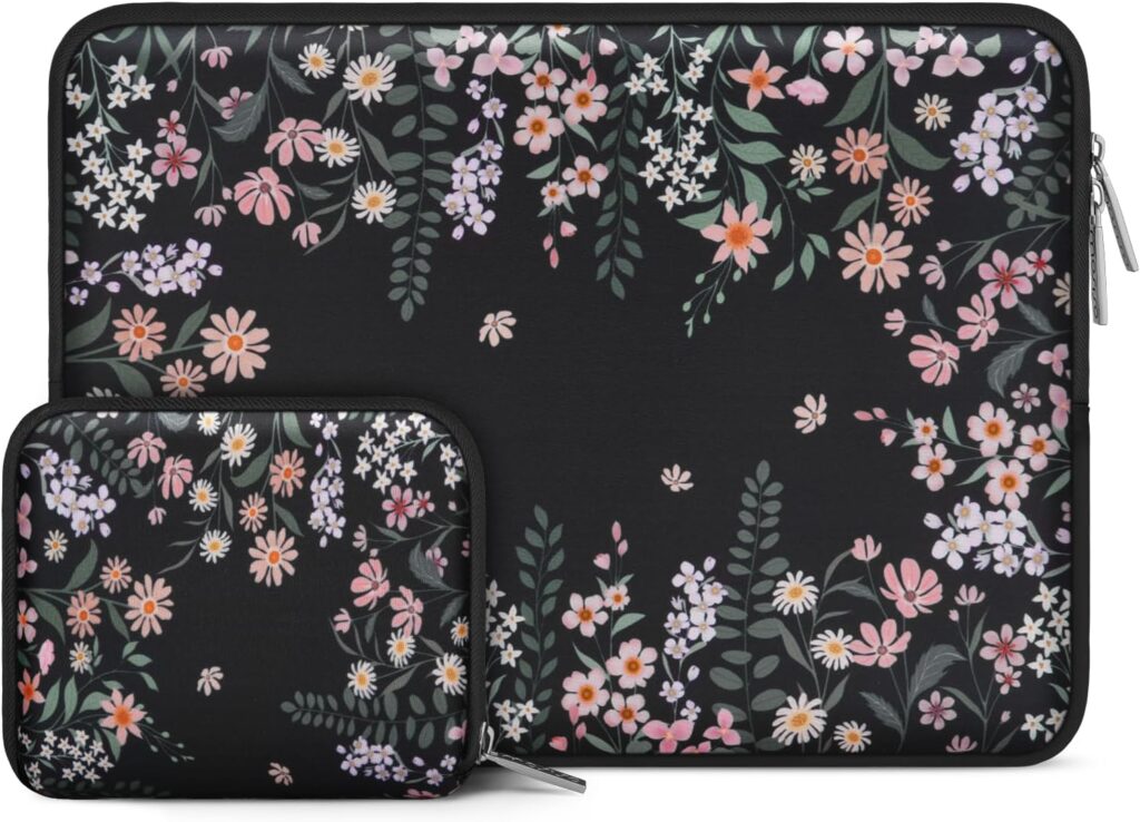 MOSISO Laptop Case 13.3 inch, 13-14 inch Laptop Sleeve Compatible with MacBook Air 13 13.6/Pro 13/Pro 14, HP Dell Acer ASUS Lenovo, Neoprene Computer Sleeve Bag Cover with Small Case, Swaying Blooms
