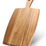 Best Acacia Wood Cutting Board with Handle Wooden Charcuterie Board Kitchen Chopping Boards for Bread Meat Cutting boards Fruit Cheese Serving Board Butcher Block Carving Board, 17″ x 10″