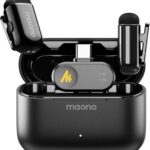 MAONO Wave T1 Mini Wireless Lavalier Microphone for iPhone 17 16 15 & Android with USB-C Plug, Noise Cancellation, AI Voice Filter, 30H Used with Charging Case for Video Recording TikTok YouTube