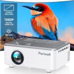 Projector with WIFI and Bluetooth, Outdoor Projector with 100” Screen, Pericat 200 ANSI 1080P HD Movie Projector with Built-in 15W Speaker, Compatible with Smartphone, TV Stick, XBox, USB, HDMI, PC