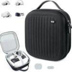 Krypthos Hard Carrying Case Compatible with Meta Quest 3S/Quest 3/Quest 2/Vision Pro, Portable VR Gaming Headset and Touch Controllers Case with Lens Protector, for Travel and Home Storage (Black)