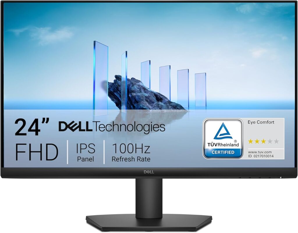 Dell 24 Monitor – SE2425HM – 23.8-inch Full HD (1920×1080) 16:9 100Hz Display, IPS Panel, 16.70 Million Colors, Anti-Glare, 1 HDMI / 1 VGA Port, TÜV Rheinland 3-Star*, Comfortview Plus – Black