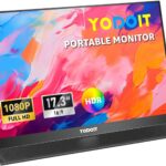 Yodoit Portable Monitor for Laptop 1920×1080 17.3″ FHD Screen IPS Display with USB Type C Port, Built-in Speakers and Smart Cover Compatible with PC, MacBook, Xbox (Black)