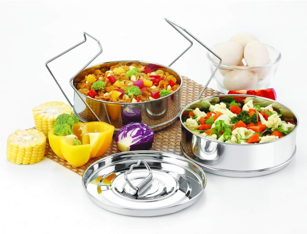 Stackable Stainless Steel Insert Pans – 3QT- Inserts for Instant Pot – Pan for Instapot – Accessories for Instant Pot 3QT and above – Pressure Cooker Steamer Accessories