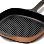 Caraway Enameled Cast Iron Grill Pan – 10.5” Grill Pan for Stovetop Cooking – 3 Layer Enamel Coating – No Seasoning Required – Compatible With All Stovetops – Free From Forever Chemicals – Rust