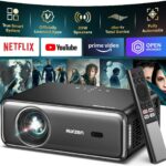 Aurzen EAZZE D1 Pro Smart Projector with WiFi and Bluetooth, Netflix Official, 20W Speakers, Dolby Audio & dbx-tv Total Sonics, Auto Focus & Keystone, Native 1080P Portable Outdoor Movie Projector