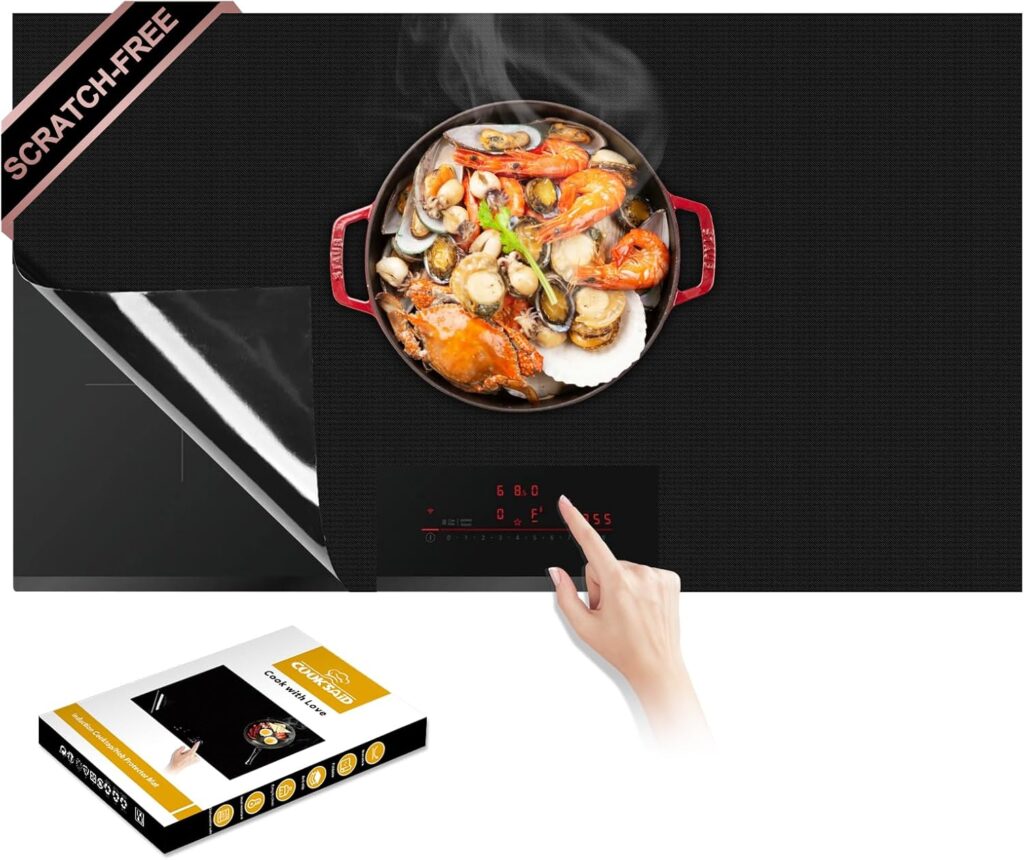 Extra Large Induction Cooktop Protector Cover Mat (Magnetic) 20.4″Wx30.7”L, Stove Top Cover for Electric Stove, Silicone Stove Mat for Glass Top Stove,Range Covers for Electric Stove