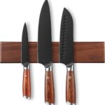 Kitchen Knife Set with Magnetic Holder, 4 Pieces Japanese High Carbon Stainless Steel Chef Cooking Knife Set, Ultra Sharp Professional Chef Santoku Utility Knives (Black)