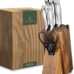 WALDWERK Knife Set – 7pcs Kitchen Knife Set with Block and Integrated Sharpener – Knife Block Set – Knife Block