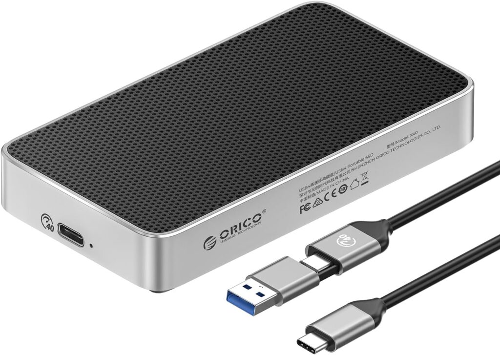 ORICO 4TB USB4.0 Portable SSD 3800MB/s(40Gbps), Ultra-Fast External Solid State Drive, Compatible with Thunderbolt 3/4, USB4, Fanless Aluminum Design, Works with Mac and PC-X40