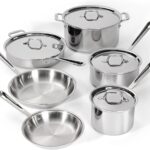 All-Clad D3 Stainless Steel Cookware Set – 10-Piece Pots and Pans Set, Induction, Oven Broiler Safe 600F – Includes Frying Pans, Saucepan, Sauté-Pan, Stockpot, Professional Cookware – Stainless Steel