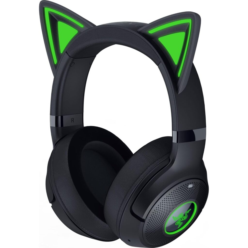 Razer Kraken Kitty V2 BT Wireless RGB Headset: Chroma RGB Kitty Ears & Earcups – Bluetooth 5.2-40 mm Drivers – Noise-Cancelling Mics – Lightweight – 40 Hr Battery w/Type C Charging – Black