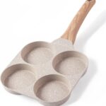 CAROTE Egg Pan Omelette Pan, 4-Cup Nonstick Granite Omelette Skillet – Pancake Pan and Healthy Egg Cooker Suitable for Gas Stove & Induction Cookware
