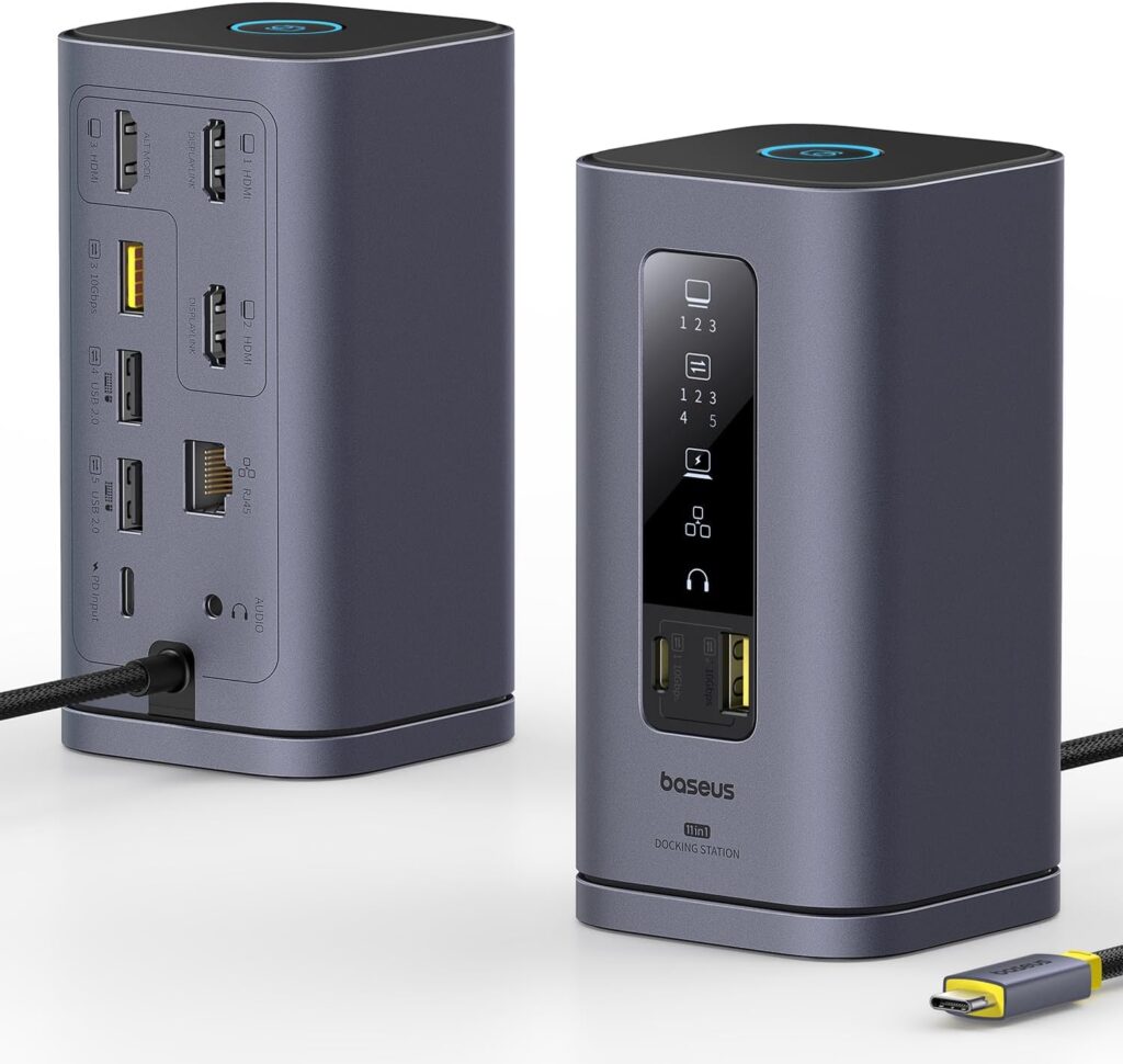 Baseus SpaceMate(MAC) Docking Station, USB C Docking Station 3 Monitors with 4K HDMI, 10Gbps USB Ports, 100W PD, Gigabit Ethernet, Audio, Laptop Docking Station for Mac & Win