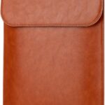Allinside 15-16 inch Laptop Sleeve Case Compatible with MacBook Air 15 2023-2025/MacBook Pro 16 2021-2024, Waterproof PU Leather Laptop Sleeve Bag Protective Vertical Case Cover, Brown