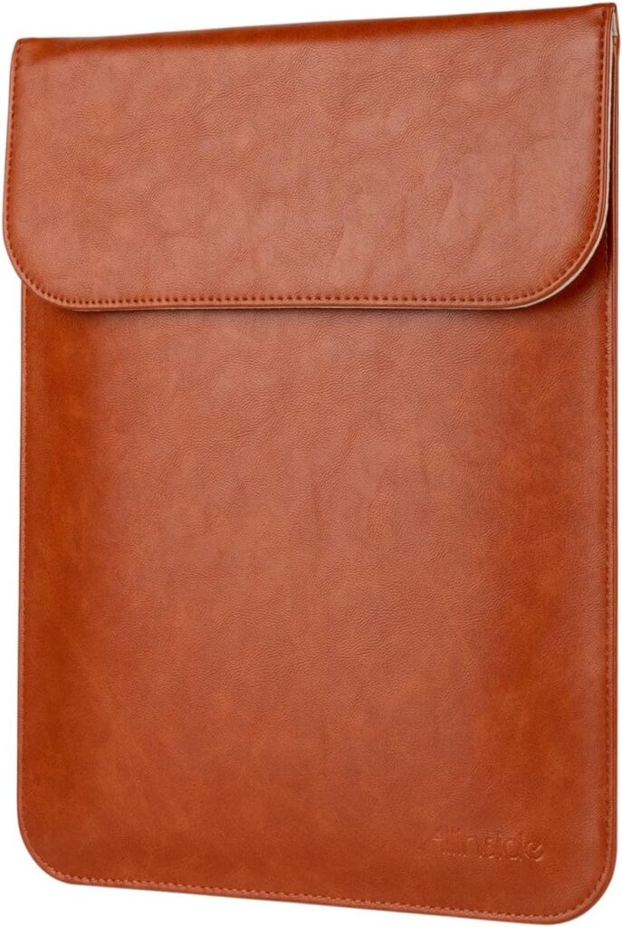 Allinside 15-16 inch Laptop Sleeve Case Compatible with MacBook Air 15 2023-2025/MacBook Pro 16 2021-2024, Waterproof PU Leather Laptop Sleeve Bag Protective Vertical Case Cover, Brown