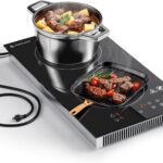 AMZCHEF Induction Cooktop 2 Burners, 12 Inch Bulit-in & Countertop Induction Stove with Plug 110V-120V, 9 Power Levels Electric Stove 1800W, Child Lock, Timer, Touch Control for Fast Cooking