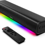 Sound Bar for Smart TV, 16’/60W Soundbar with Impactful Bass, Dynamic Light and Remote Control, Wall Mountable TV Speakers with Bluetooth/Optical/3.5MM AUX for Gaming/PC/Projector