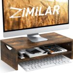 Zimilar Monitor Stand Riser, 2 Tiers Laptop Computer Monitor Riser for PC Screen, iMac, Desktop Wooden Screen Monitor Stand Riser with Storage for Home Office