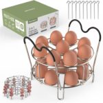 Stackable Egg Steamer Rack Trivet 9 holes with Heat Resistant Handles for Instant Pot Accessories Stainless Steel Egg Assit fits 6qt 8qt Pressure Cooker(9 Holes Handle Set)