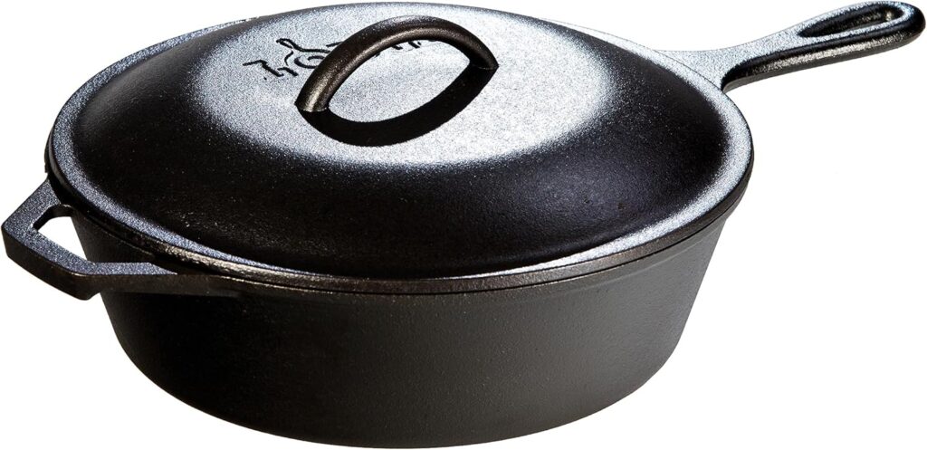 Lodge 3 Quart Pre-Seasoned Cast Iron Deep Skillet with Lid