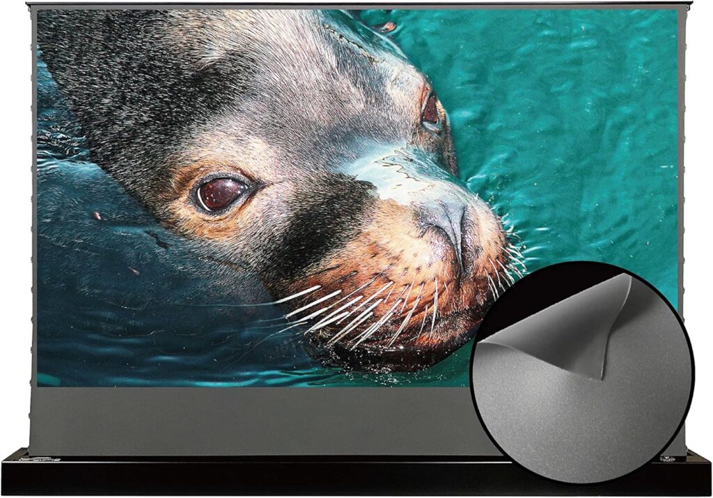 XGIMI & VIVIDSTORM 120″ Motorized Floor Rising Projector Screen for Home Theater, Wrinkle-Free Surface, No Wall Mount Needed