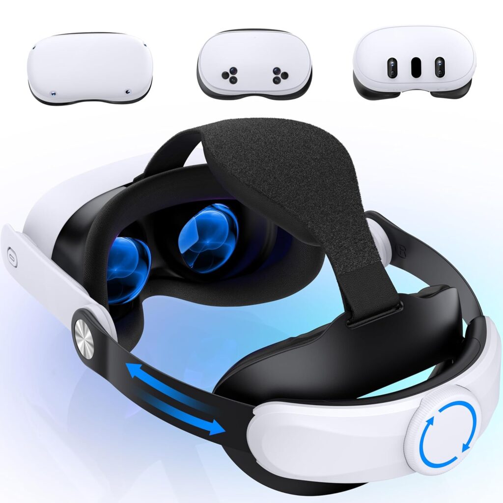 NinjajoyOX Head Strap for Meta Quest 3S/Quest 3/Quest 2, Adjustable Elite Strap Replacement for Enhanced Comfort Support for VR Headsets with Head Soft Cushions