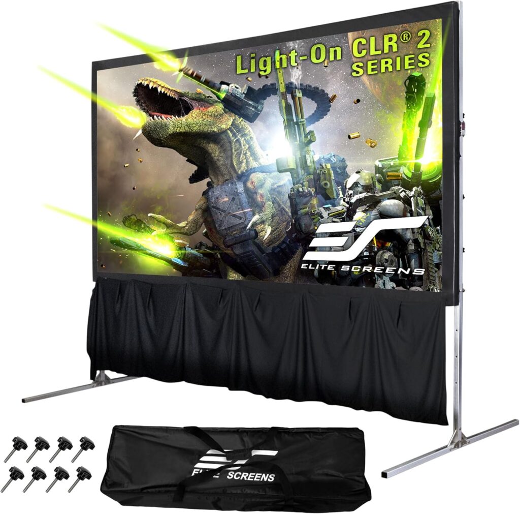 Elite Screens 123 inch ALR Portable Projector Screen with Stand 16:9 4K Height Adjustable, Short or Ultra Short Throw UST Projection, Ambient Light Rejecting Screen, Light On CLR 2 LPS123H-CLR2