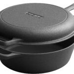 2-in-1 Pre-Seasoned Cast Iron Dutch Oven Pot with Skillet Lid Set, 10″ Skillet 3QT Pot for Cooking, Baking, Frying and Camping