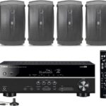 Yamaha 5.1-Channel Wireless Bluetooth 4K A/V Home Theater Receiver + Yamaha Natural Sound 2-Way 120 watts 2-Way Indoor/Outdoor Weatherproof Speakers (Set of 4)