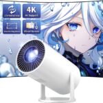 Mini Projector Portable Proyector 4K Support, Full HD 1080P Small Projector with 270° Rotatable Stand, Movie Projector Compatible with TV Stick/Smartphone/HDMI/USB for Bedroom/ Outdoor Camping