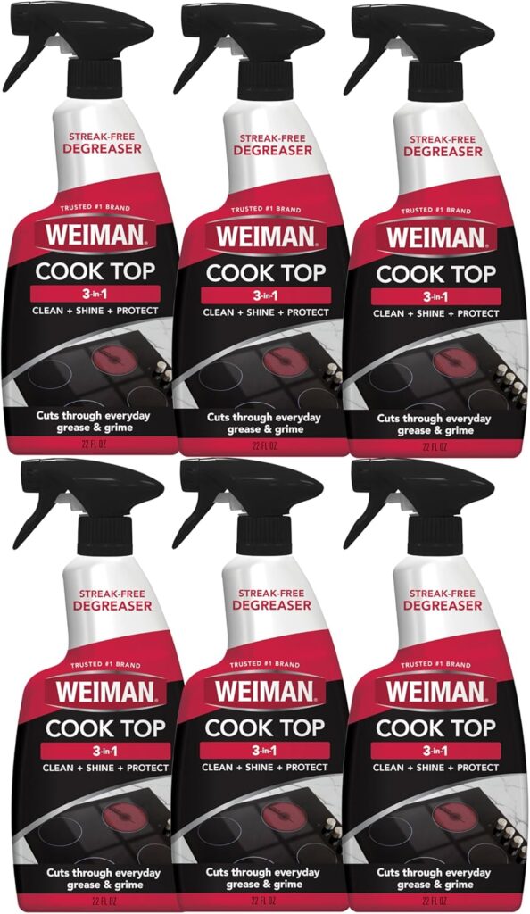 Weiman Ceramic & Glass Cooktop Cleaner Spray – 22 Ounce [6 Pack] – Daily Use Professional Home Kitchen Cooktop Cleaner and Polish Use On Induction Ceramic Gas Portable Electric