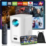 [Electric Focus]Projector with WiFi and Bluetooth, Native 1080P 15,000 Lumens 4K Supported, Agreago Outdoor Movie Projector for Home Theater UP to 300″, for iOS/Android/Laptop/TV Stick/HDMI/USB