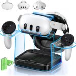 Charging Dock for Oculus Meta Quest3/ 3S / 2, VR Headset Charging Station with Adapter,USB A to C Cable and 4 Rechargeable Replacemnt Batteries (Charging Dock for Quest3/3S/2)